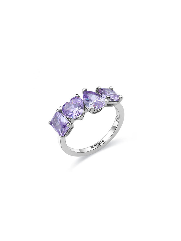 ANELLO DONNA GEMMA IN ARGENTO CON 4 ZIRCONIA LAVANDA MIS 18 ROSATO