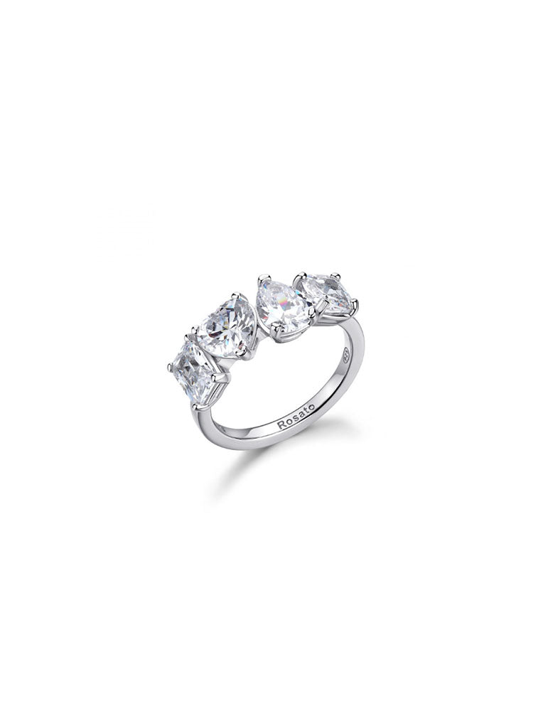 ANELLO DONNA GEMMA CON 4 ZIRCONIA BIANCHI MIS 16 ROSATO
