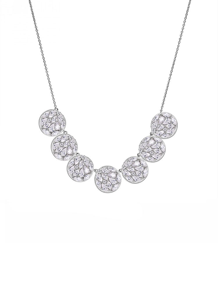 COLLANA DONNA PENDENTE IN ARGENTO CON SFERE DI ZIRCONI BIANCHI ROSATO