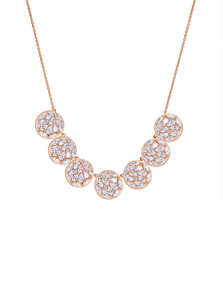 COLLANA DONNA PENDENTE IN ARGENTO PLACCATO IN ORO ROSA CON SFERE DI ZIRCONI BIANCHI ROSATO