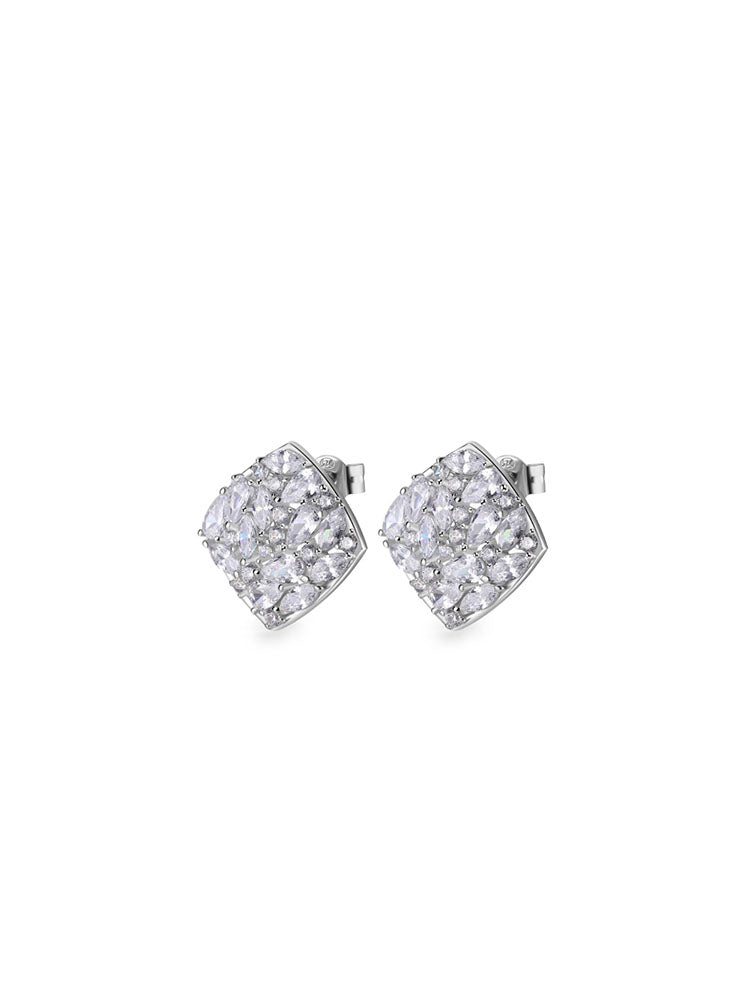 ORECCHINI DONNA GEMMA IN ARGENTO A ROMBO CON 50 ZIRCONI BIANCHI ROSATO