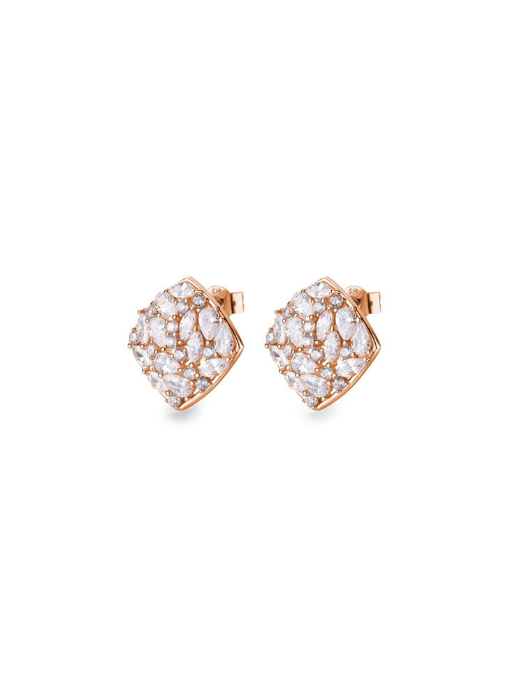 ORECCHINO DONNA A LOBO IN ARGENTO PLACCATO ORO ROSA CON ZIRCONI BIANCHI ROSATO