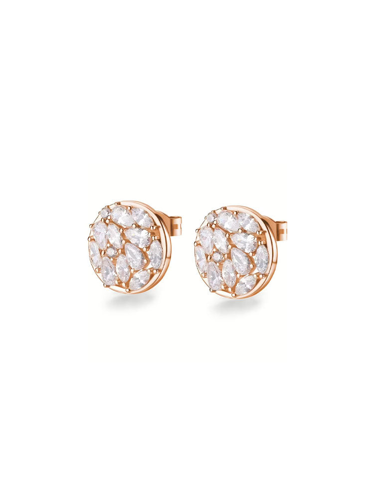 ORECCHINI DONNA A LOBO IN ARGENTO CON FINITURA IN ORO ROSA E ZIRCONI BIANCHI ROSATO
