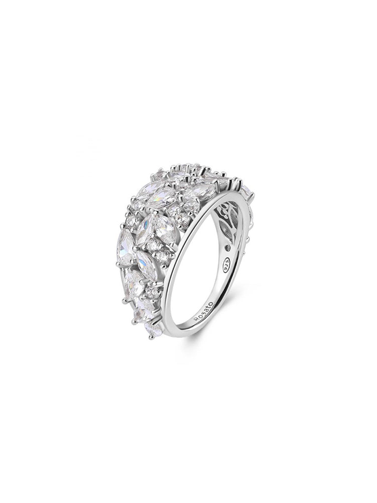 ANELLO DONNA GEMMA A FASCIA IN ARGENTO CON ZIRCONI BIANCHI MIS  12 ROSATO