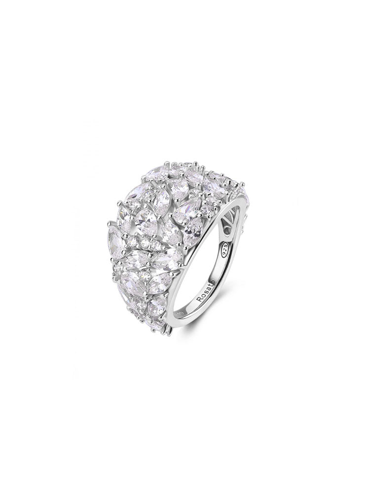 ANELLO DONNA A FANTASIA A FASCIA IN ARGENTO CON ZIRCONI BIANCHI MISURA 20 ROSATO