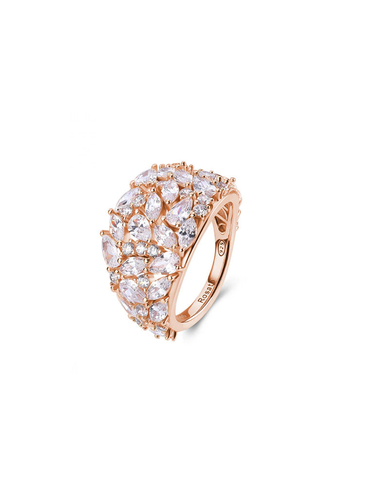 ANELLO DONNA A FANTASIA A FASCIA IN ARGENTO PLACCATO IN ORO ROSA CON ZIRCONI BIANCHI MISURA 18 ROSATO