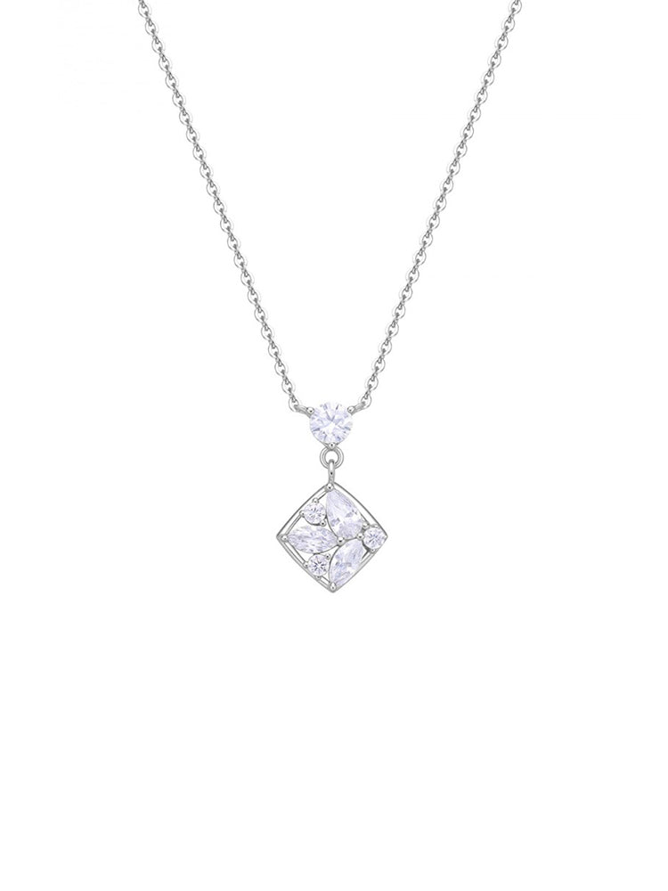 COLLANA DONNA GEMMA IN ARGENTO CON ROMBO PENDENTE ROSATO