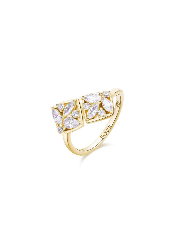 ANELLO DONNA IN ARGENTO DORATO APERTO CON ZIRCONI MIS 12 ROSATO