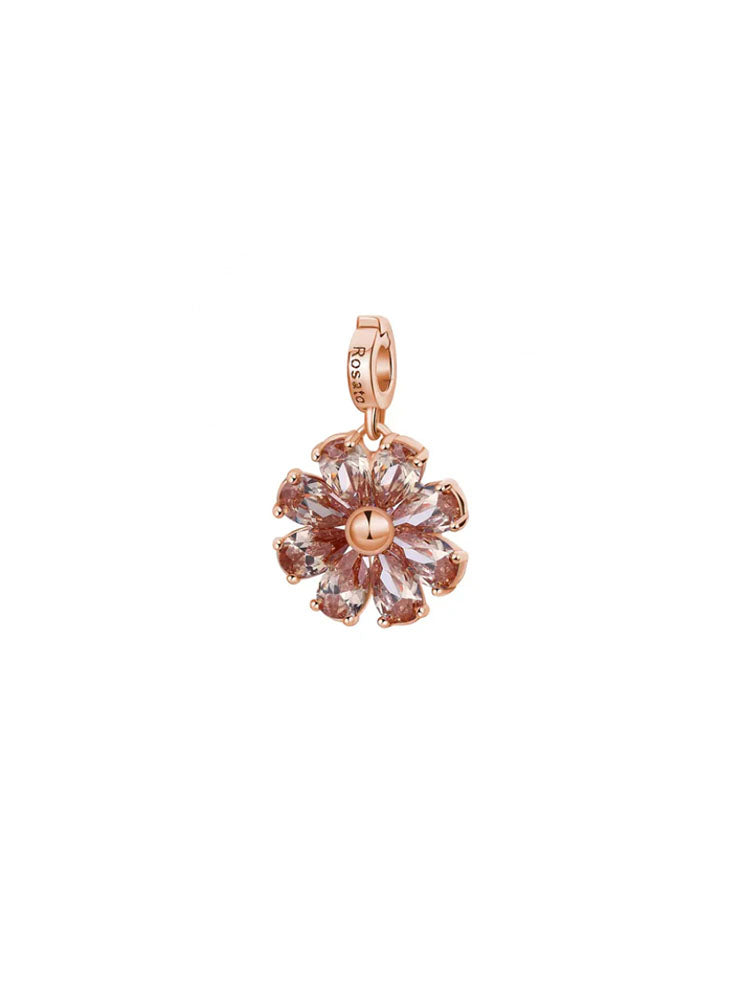 CHARM DONNA FIORE GIOIA IN ARGENTO E ZIRCONIA CHAMPAGNE ROSATO