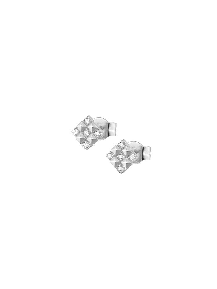 ORECCHINI DONNA CUBICA A LOBO IN ARGENTO CON ZIRCONIA BIANCHI ROSATO