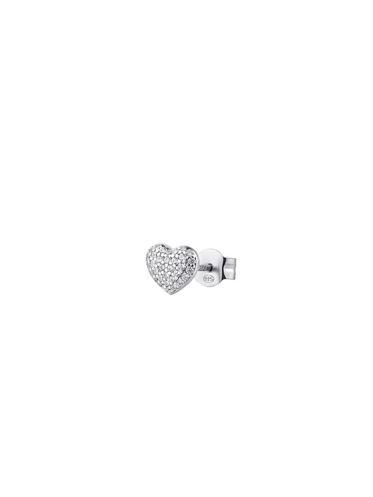MONO ORECCHINO DONNA ALLEGRA A CUORE CON PAVE' DI ZORCONIA BIANCHI ROSATO