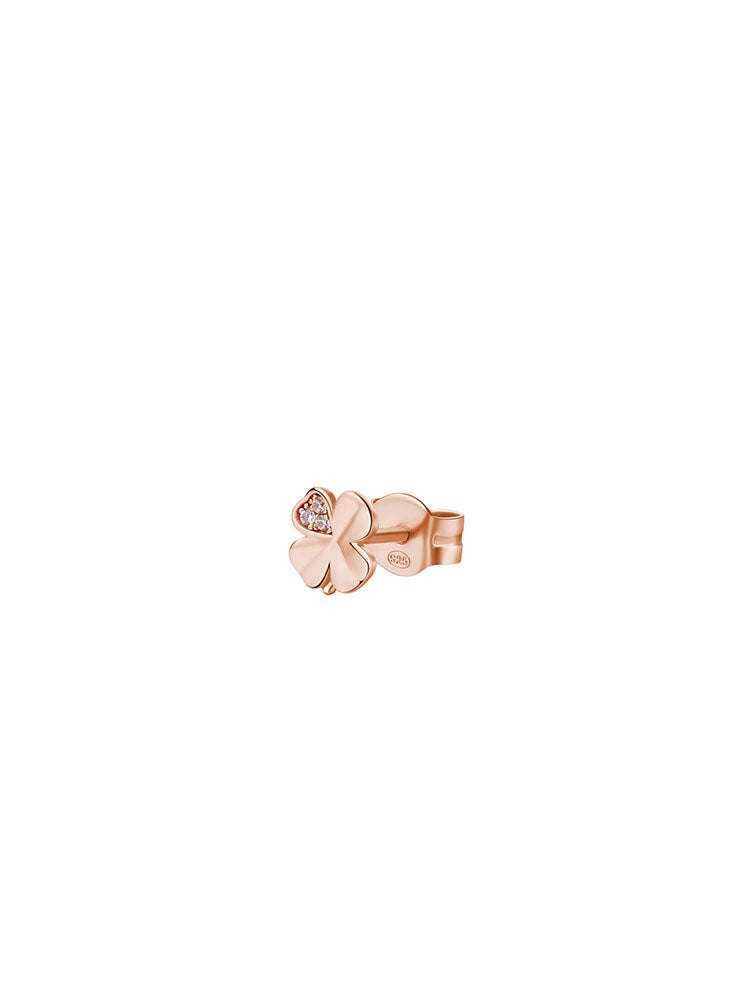 MONO ORECCHINO DONNA ALLEGRA A QUADRIFOGLIO IN ARGENTO COLOR ORO ROSA ROSATO
