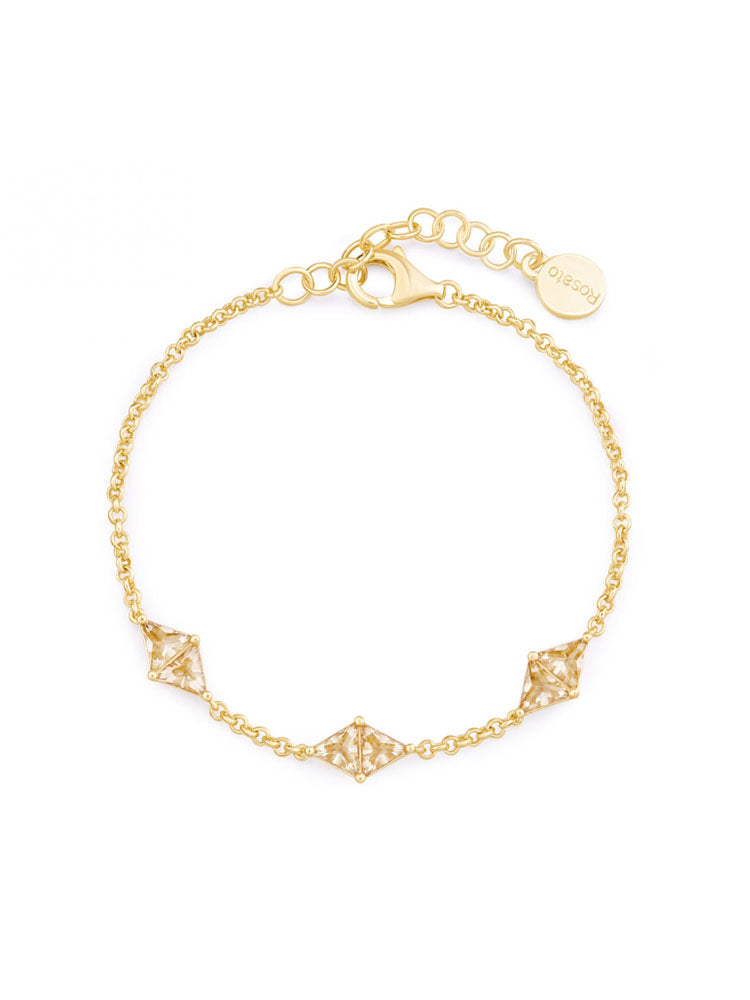 BRACCIALE DONNA IN ARGENTO DORATO CON ZIRCONIA CHAMPAGNE ROSATO