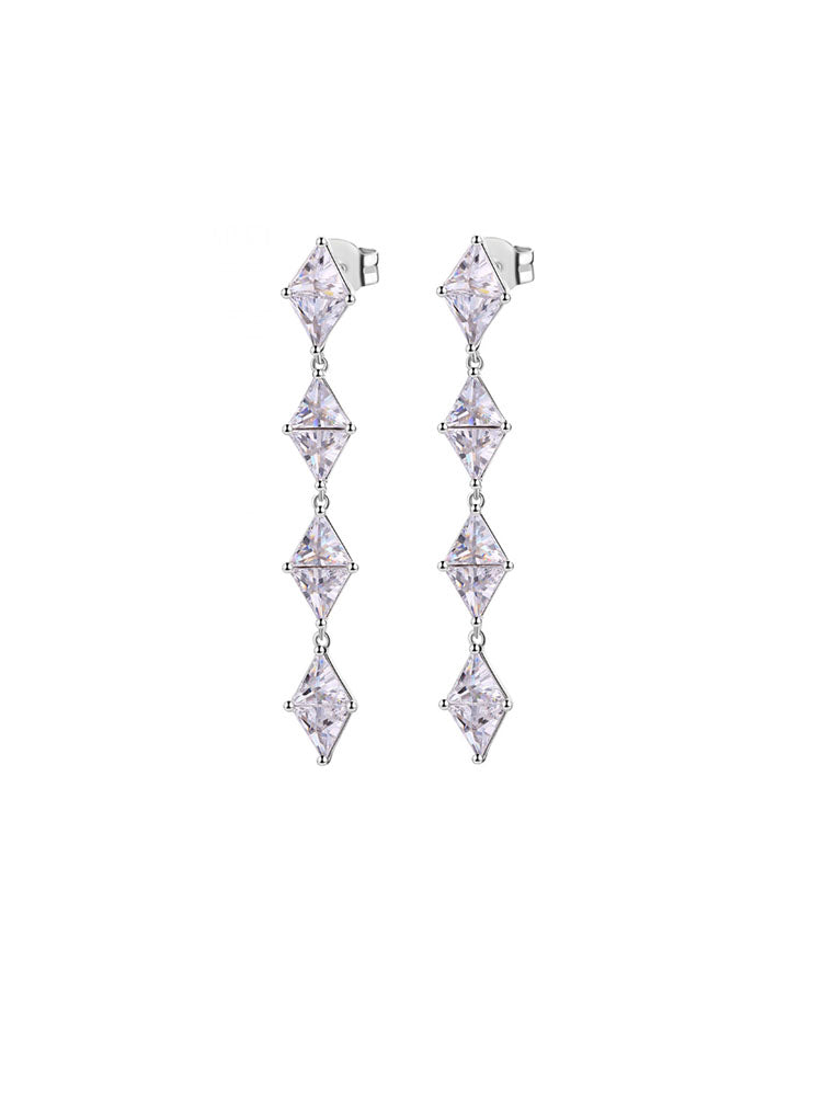 ORECCHINI DONNA IN ARGENTO PENDENTI CON ZIRCONIA BIANCHI ROSATO