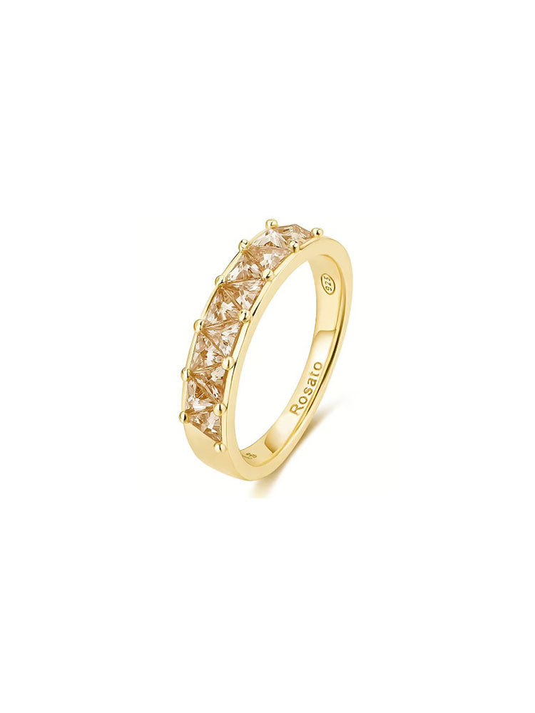ANELLO DONNA IN ARGENTO COLOR ORO CON ZIRCONI MISURA 14 VITTORIA ROSATO