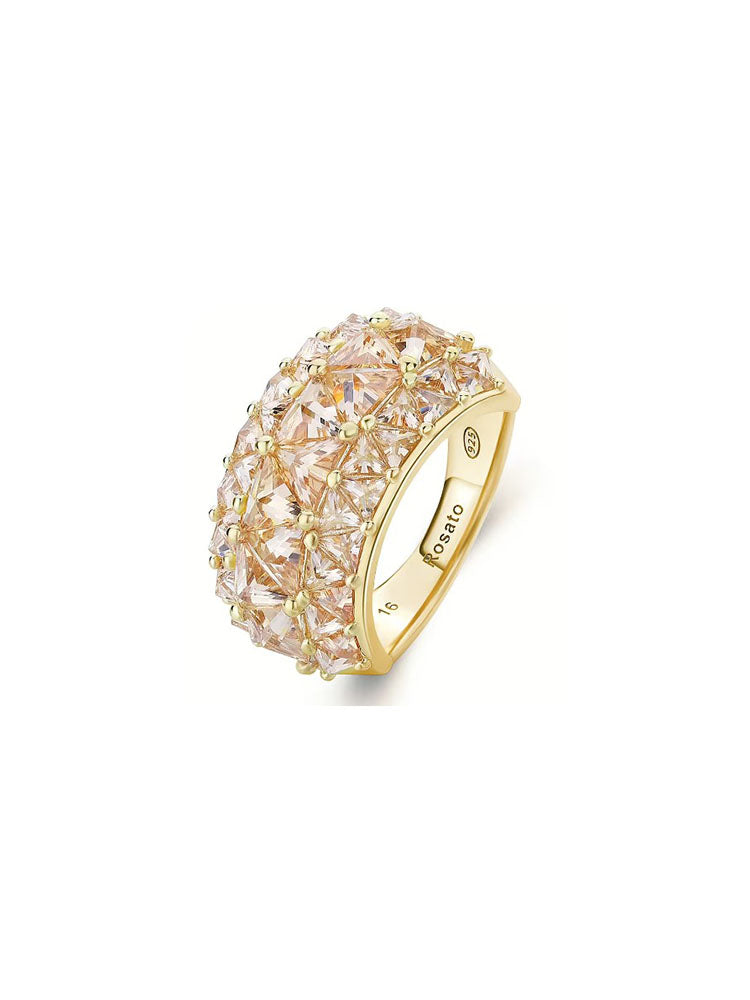 ANELLO DONNA IN ARGENTO COLOR ORO CON ZIRCONI MISURA 12 VITTORIA ROSATO