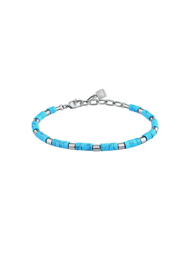 BRACCIALE UOMO IN ACCIAIO CON PIETRE TURCHESI MORELLATO