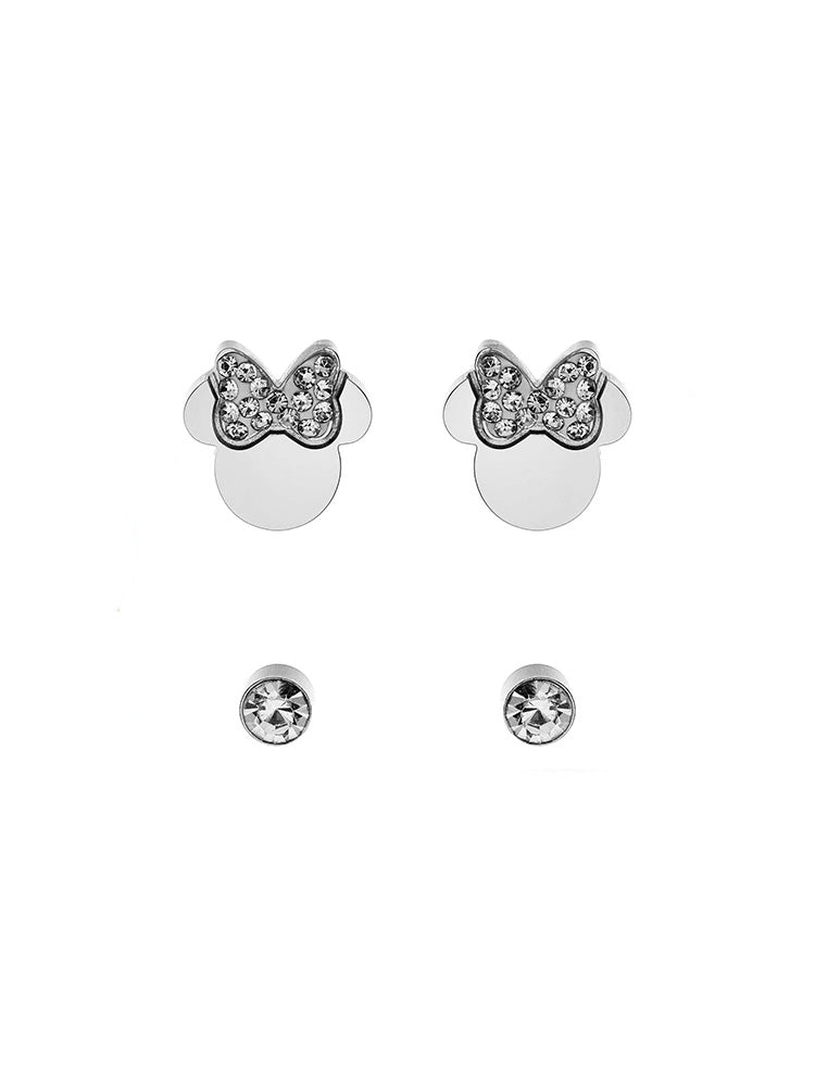 SET ORECCHINI BAMBINA A LOBO MINNIE MOUSE IN ACCIAIO COLORE ARGENTO, E ZIRCONI SUL FIOCCO ARGENTO DISNEY