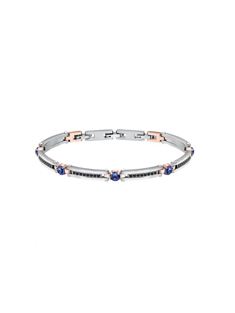 BRACCIALE UOMO MORBIDO URBAN IN ACCIAIO E CRISTALLI CON DETTAGLI COLOR ORO ROSA MORELLATO