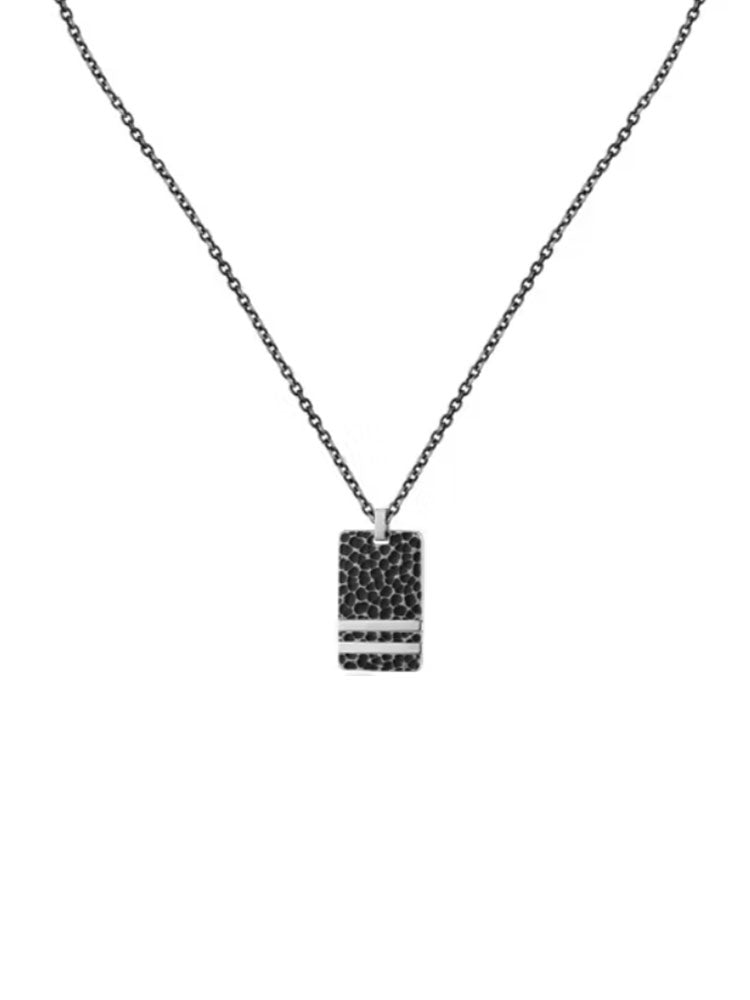 COLLANA UOMO ENERGY IN ACCIAIO BRUNITO CON TARGHETTA SECTOR