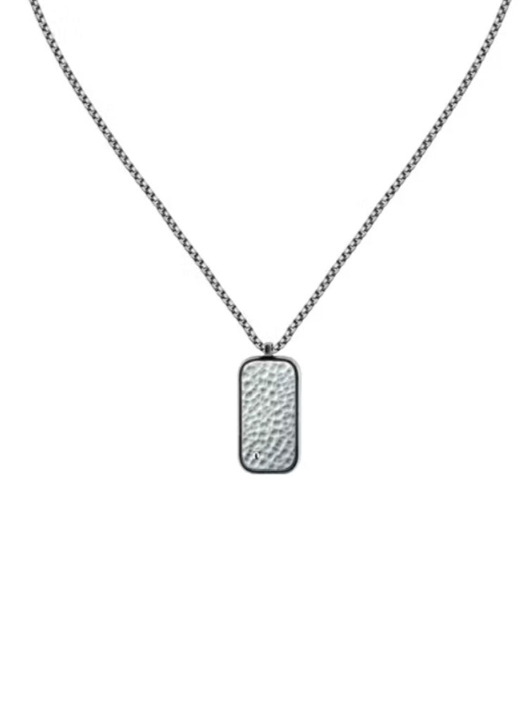 COLLANA UOMO ENERGY IN ACCIAIO CON TARGHETTA MARTELLATA SECTOR