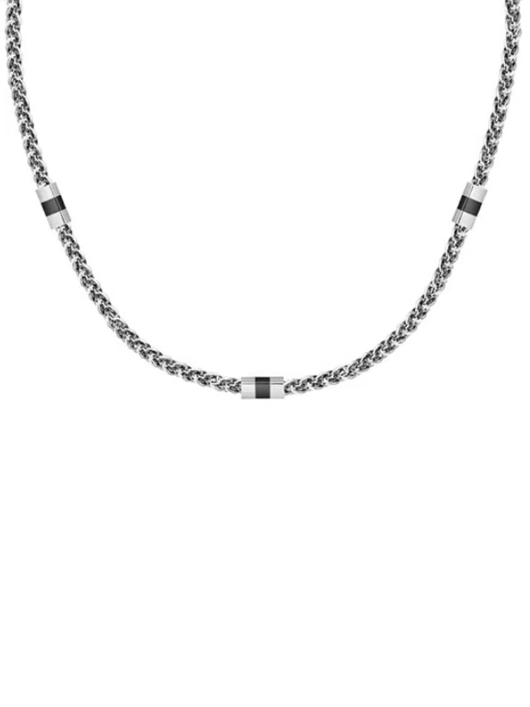 COLLANA DONNA IN ACCIAIO A CATENA CON DETTAGLI NERI SECTOR