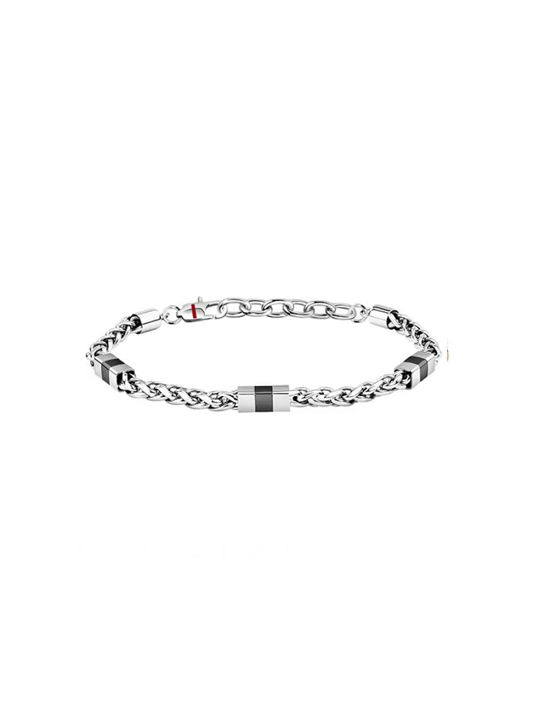 BRACCIALE UOMO IN ACCIAIO A CATENA CON DETTAGLI NERI SECTOR