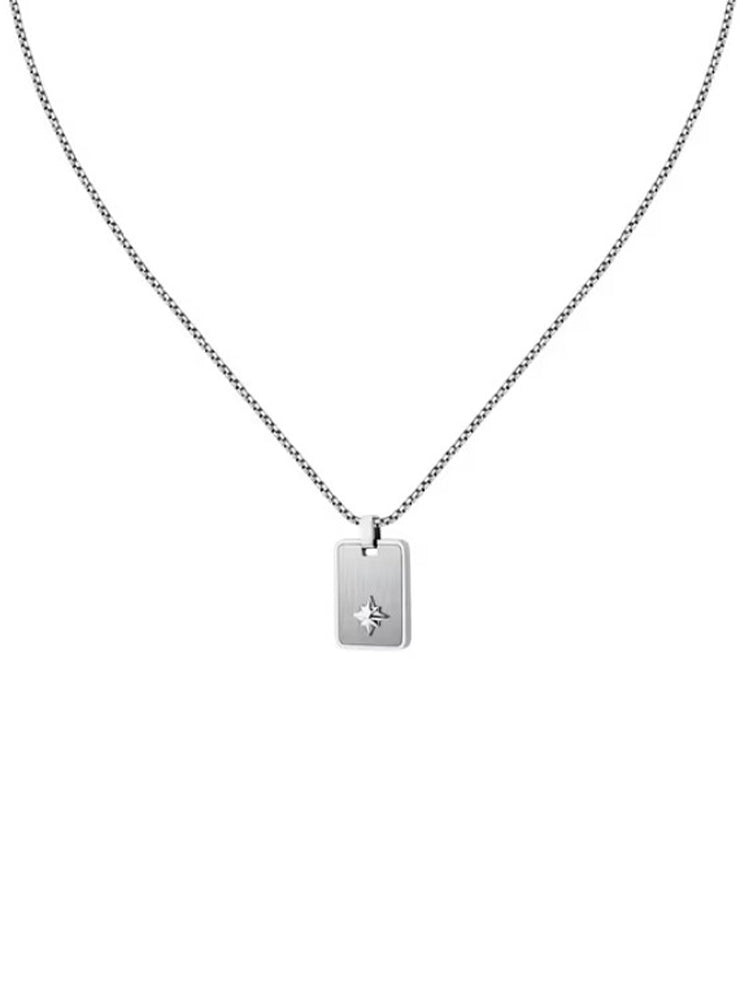 COLLANA UOMO IN ACCIAIO CON TARGHETTA CON ROSA DEI VENTI SECTOR