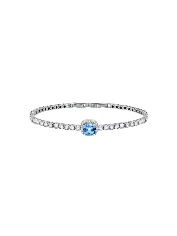 BRACCIALE DONNA TENNIS CON ZIRCONI BIANCHI E PIETRA CENTRALE GRANDE AZZURRA MORELLATO
