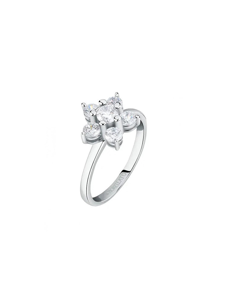 ANELLO DONNA A FANTASIA TESORI IN ARGENTO CON ZIRCONI A FORMA DI FIORE MORELLATO