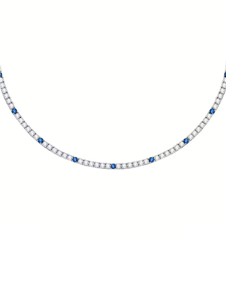 COLLANA DONNA TENNIS TESORI IN ARGENTO CON ZIRCONI BIANCHI E INTERVALLI BLU MORELLATO