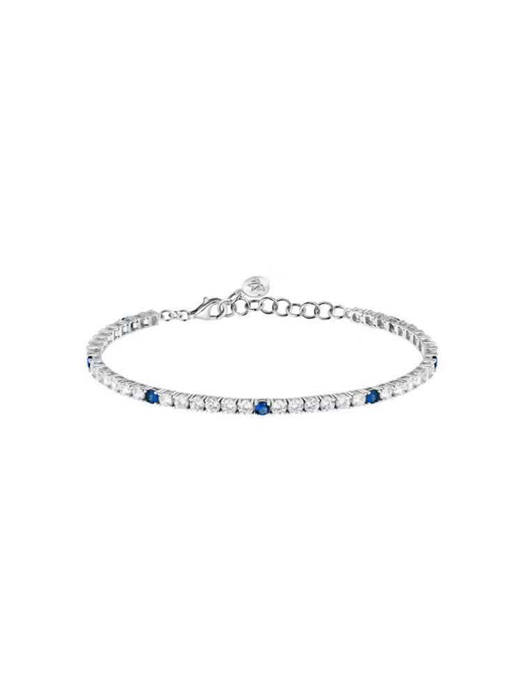 BRACCIALE DONNA TENNIS IN ARGENTO CON ZIRCONI BIANCHI E BLU MORELLATO
