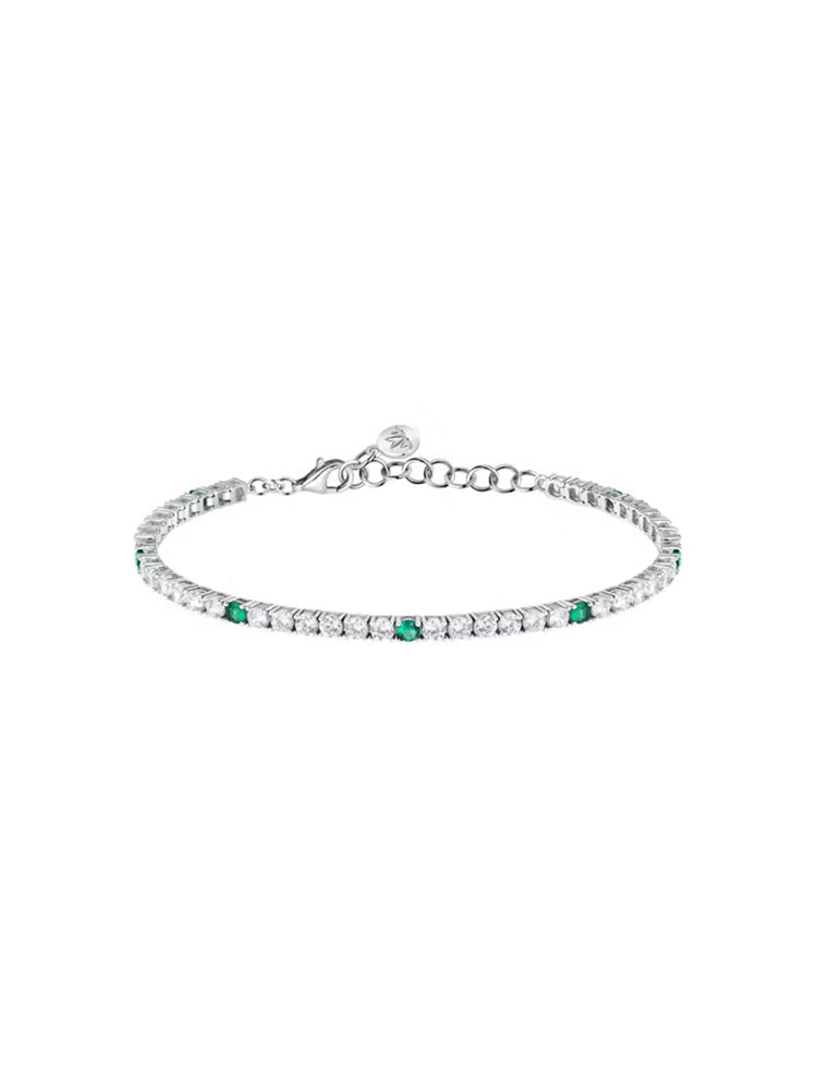 BRACCIALE DONNA TENNIS IN ARGENTO CON ZIRCONI BINCHI E VERDI MORELLATO