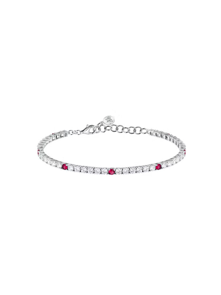 BRACCIALE DONNA TENNIS IN ARGENTO CON ZIRCONI BIANCHI E ROSSI MORELLATO