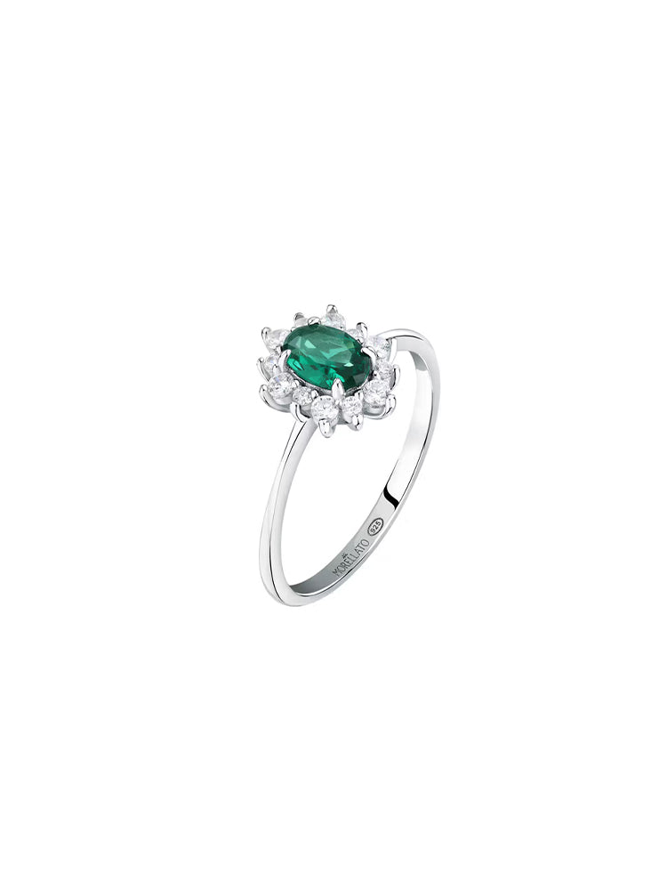 ANELLO DONNA DUCHESSA IN ARGENTO CON CRISTALLO VERDE CENTRALE MIS 16 MORELLATO