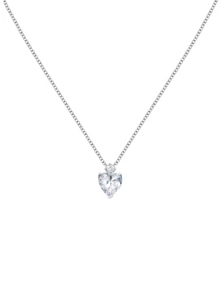COLLANA DONNA IN ARGENTO CON ZIRCONE A CUORE PENDENTE MORELLATO
