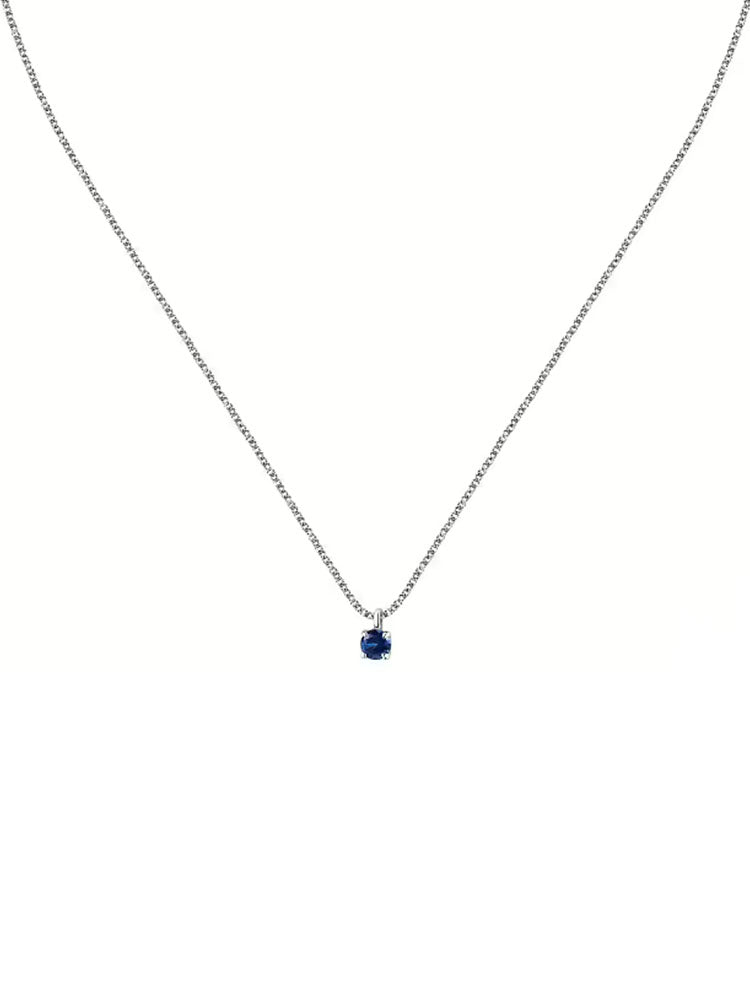 COLLANA DONNA PUNTO LUCE IN ARGENTO CON ZIRCONE BLU MORELLATO