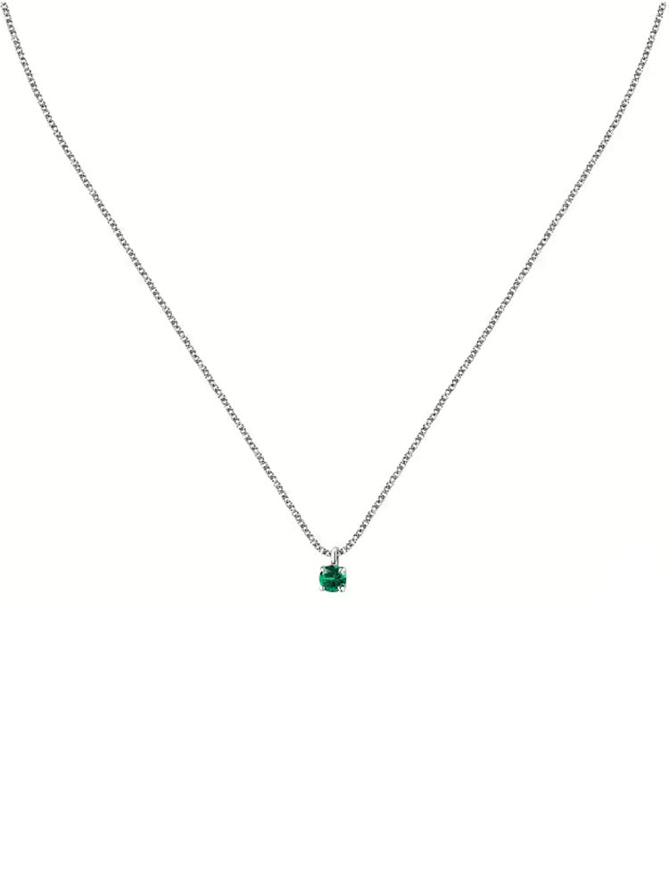COLLANA DONNA IN ARGENTO PUNTO LUCE ZIRCONIA VERDE MORELLATO