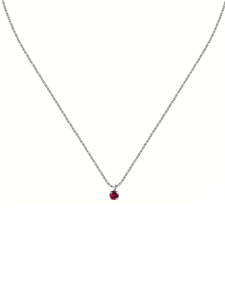 COLLANA DONNA IN ARGENTO PUNTO LUCE ZIRCONIA ROSSO MORELLATO