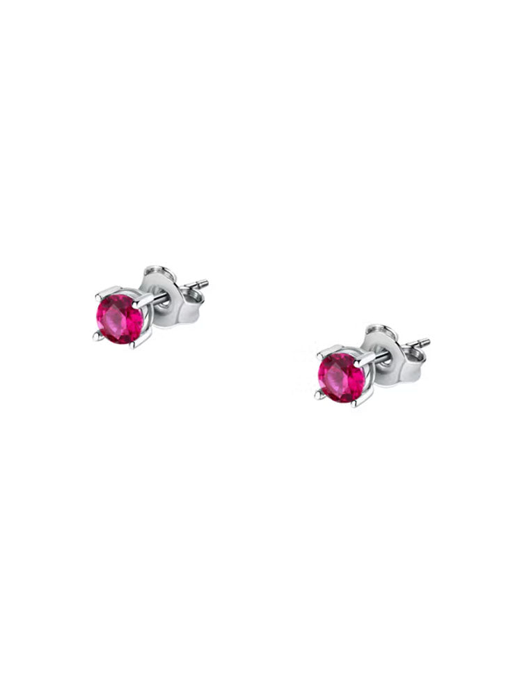 ORECCHINI DONNA IN ARGENTO PUNTO LUCE CON ZIRCONIA RUBINO MORELLATO