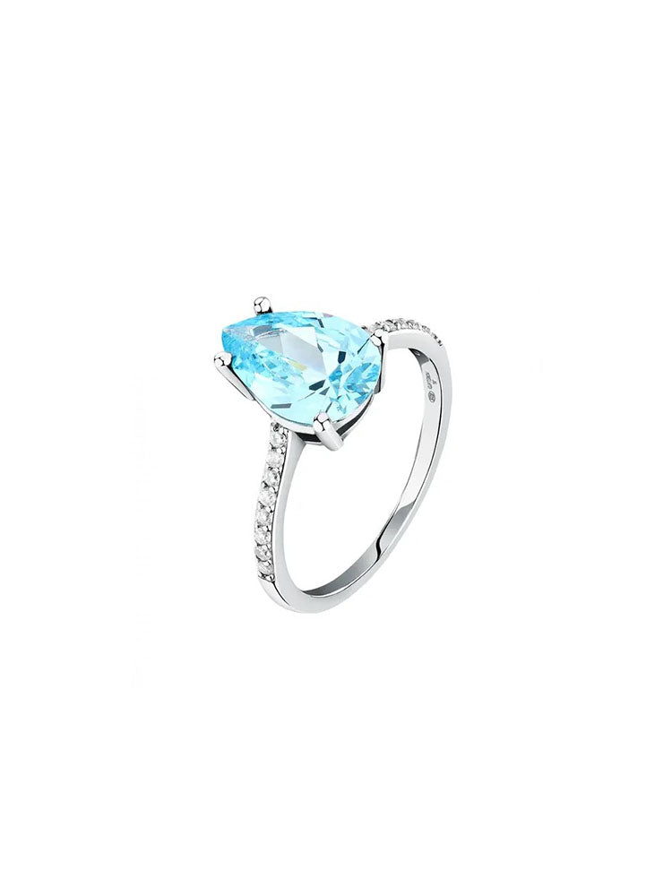 ANELLO DONNA A FANTASIA IN ARGENTO SILVER E ZIRCONE AZZURRO MISURA 10  MORELLATO