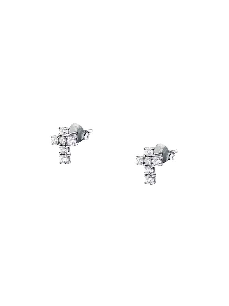 ORECCHINI DONNA TESORI IN ARGENTO A FORMA DI CROCE CON ZIRCONI BIANCHI MORELLATO