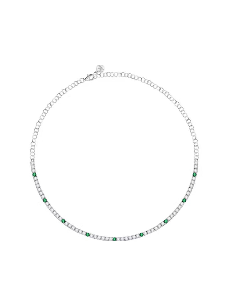 COLLANA DONNA TENNIS IN ARGENTO CON ZIRCONI BIANCHI E VERDI MORELLATO