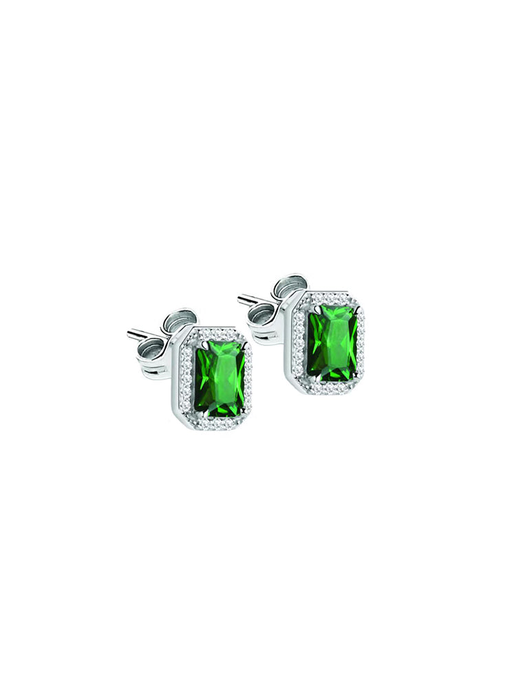 ORECCHINI DONNA TESORI CON CRISTALLO VERDE A LOBO MORELLATO