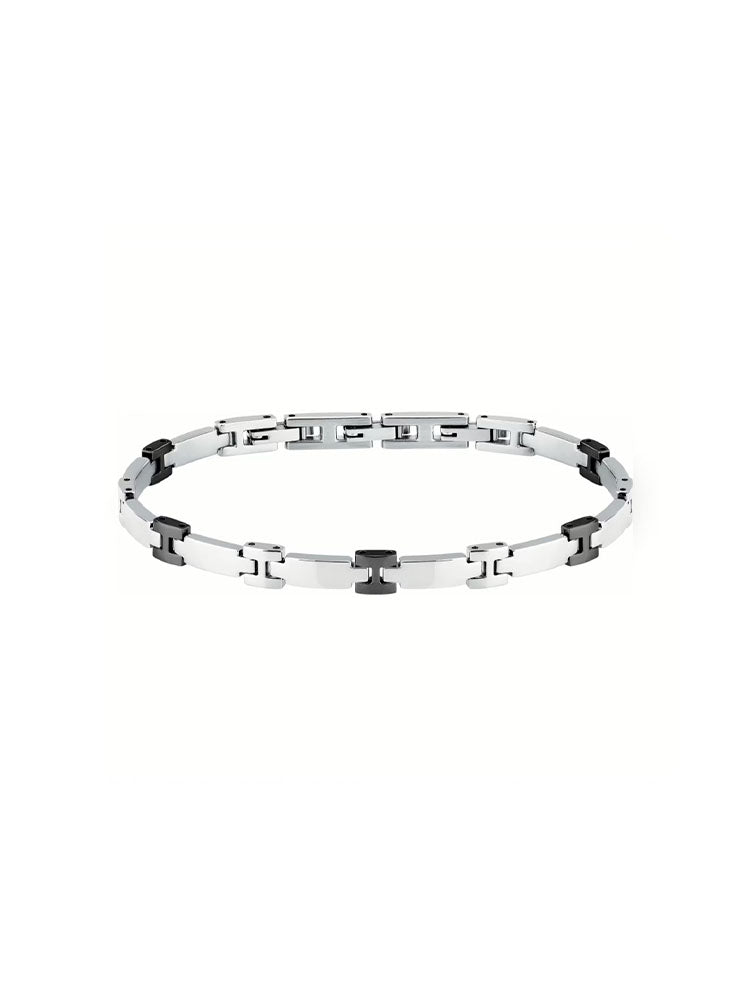 BRACCIALE UOMO IN ACCIAIO COLOR SILVER E NERO COLLEZIONE MOTOWN MORELLATO