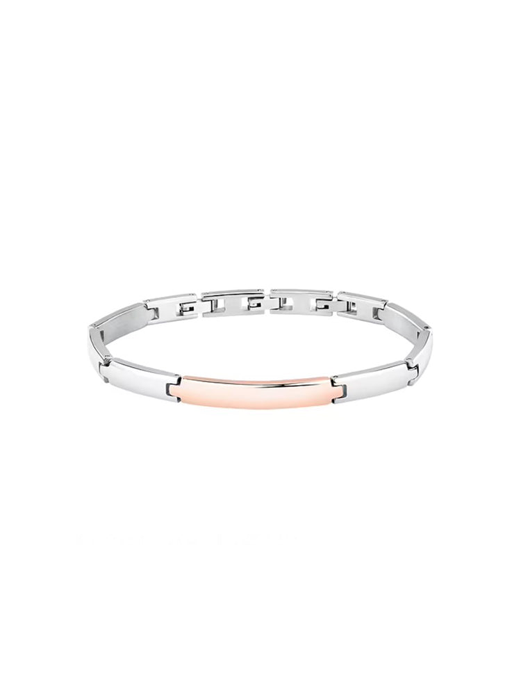 BRACCIALE UOMO MOTOWN IN ACCIAIO CON BARRA CENTRALE ROSATA MORELLATO