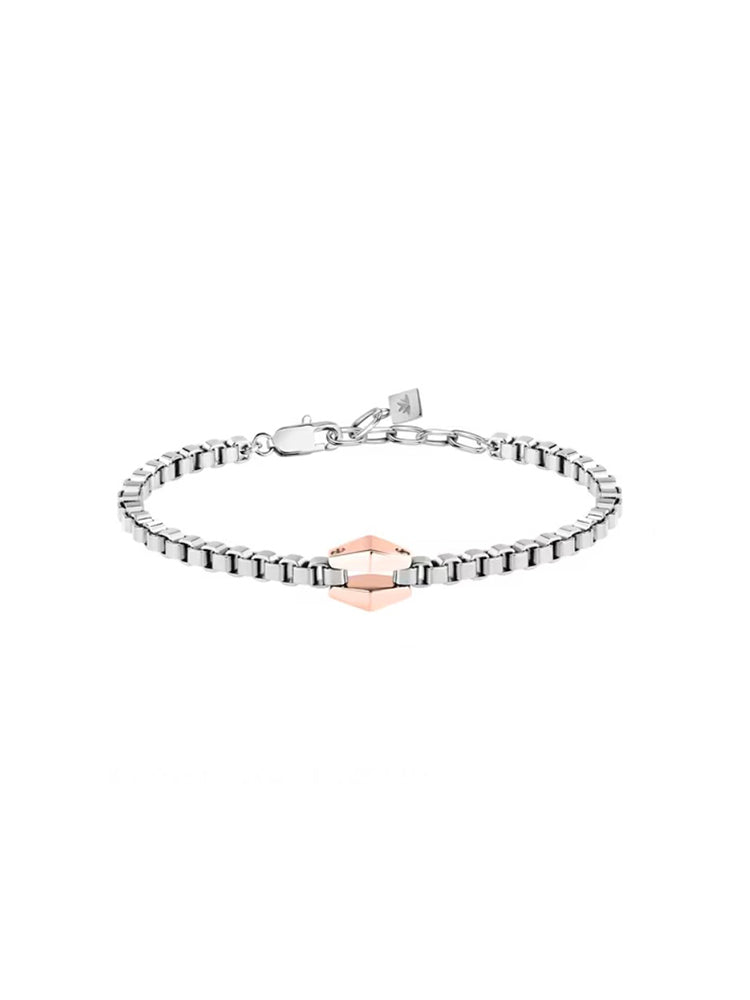 BRACCIALE UOMO IN ACCIAIO CON CENTRALE IN ORO ROSATO MORELLATO