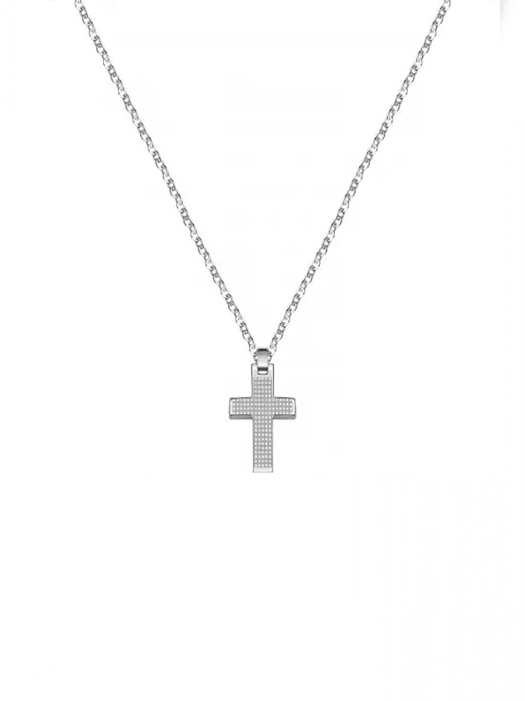 COLLANA UOMO MOTOWN, CROCE IN ACCIAIO SILVER MORELLATO