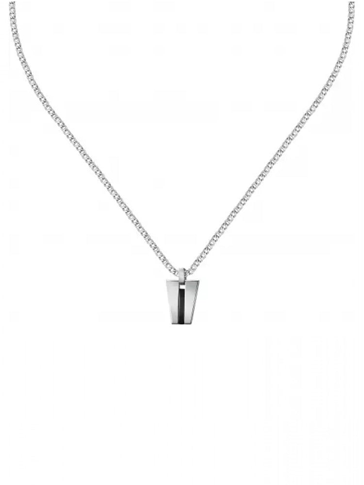 COLLANA UOMO MOTOWN IN ACCIAIO SILVER E PVD NERO MORELLATO