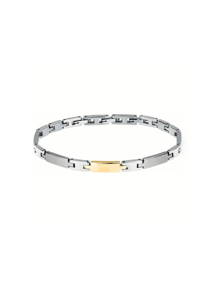 BRACCIALE UOMO IN ACCIAIO FINITURA RODIATA CON ELEMENTO CENTRALE DORATO COLLEZIONE MOTOWN MORELLATO